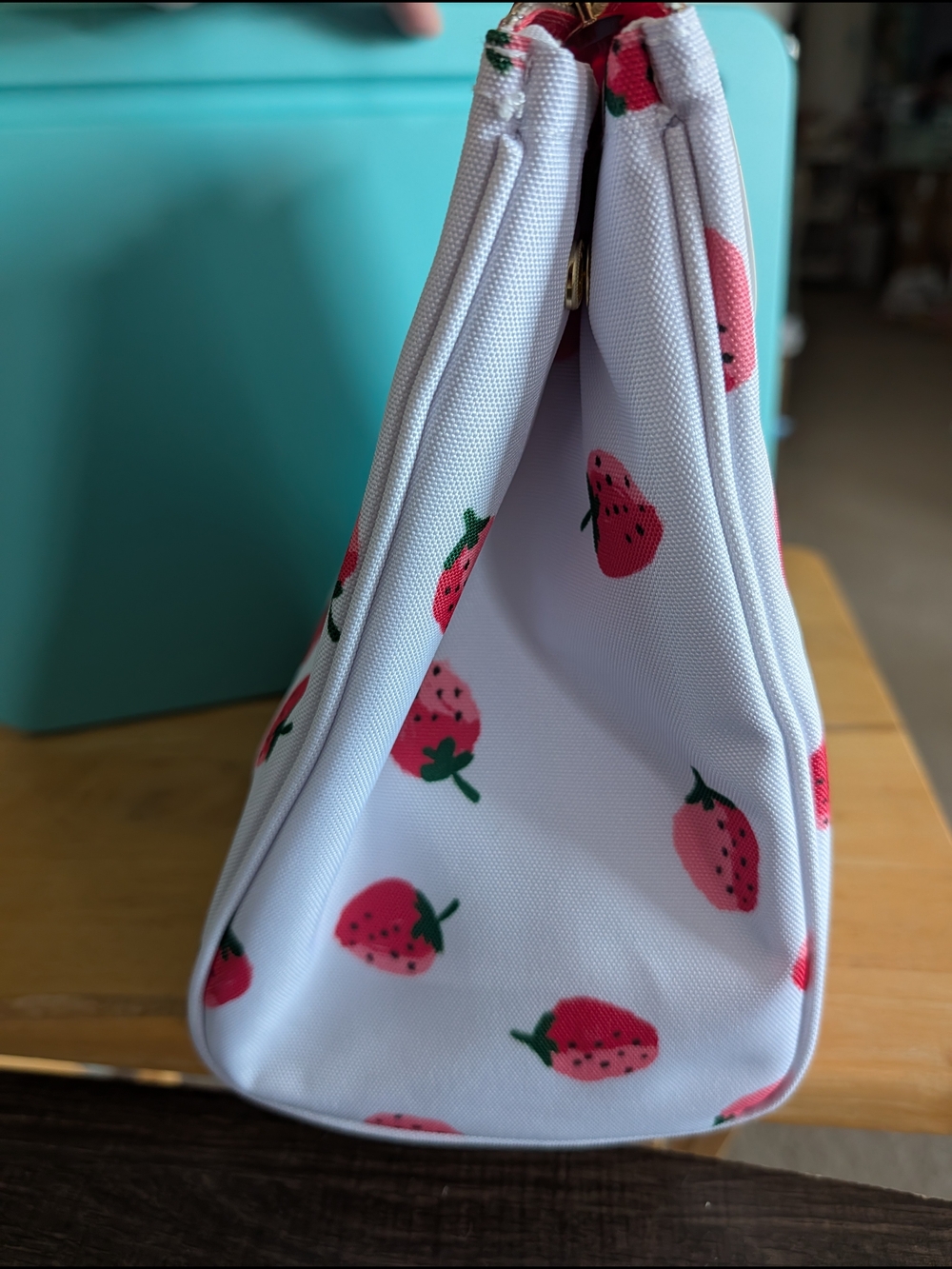 Kate Spade Strawberry Print Lunch Tote With Storage Container - Picture 6 of 10
